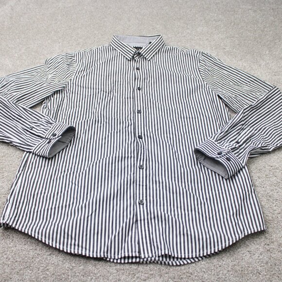 A/X Armani Exchange Shirt Mens XL Black/White Striped Cotton Long Sleeve Button - Picture 3 of 14